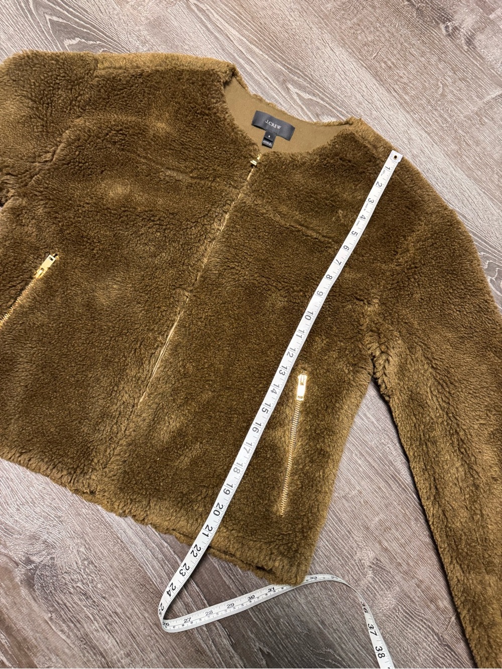 J. Crew Cropped Fleece Teddy Jacket Faux Fur Casual Trendy Cozy. Sz 8. EUC! - Picture 9 of 15